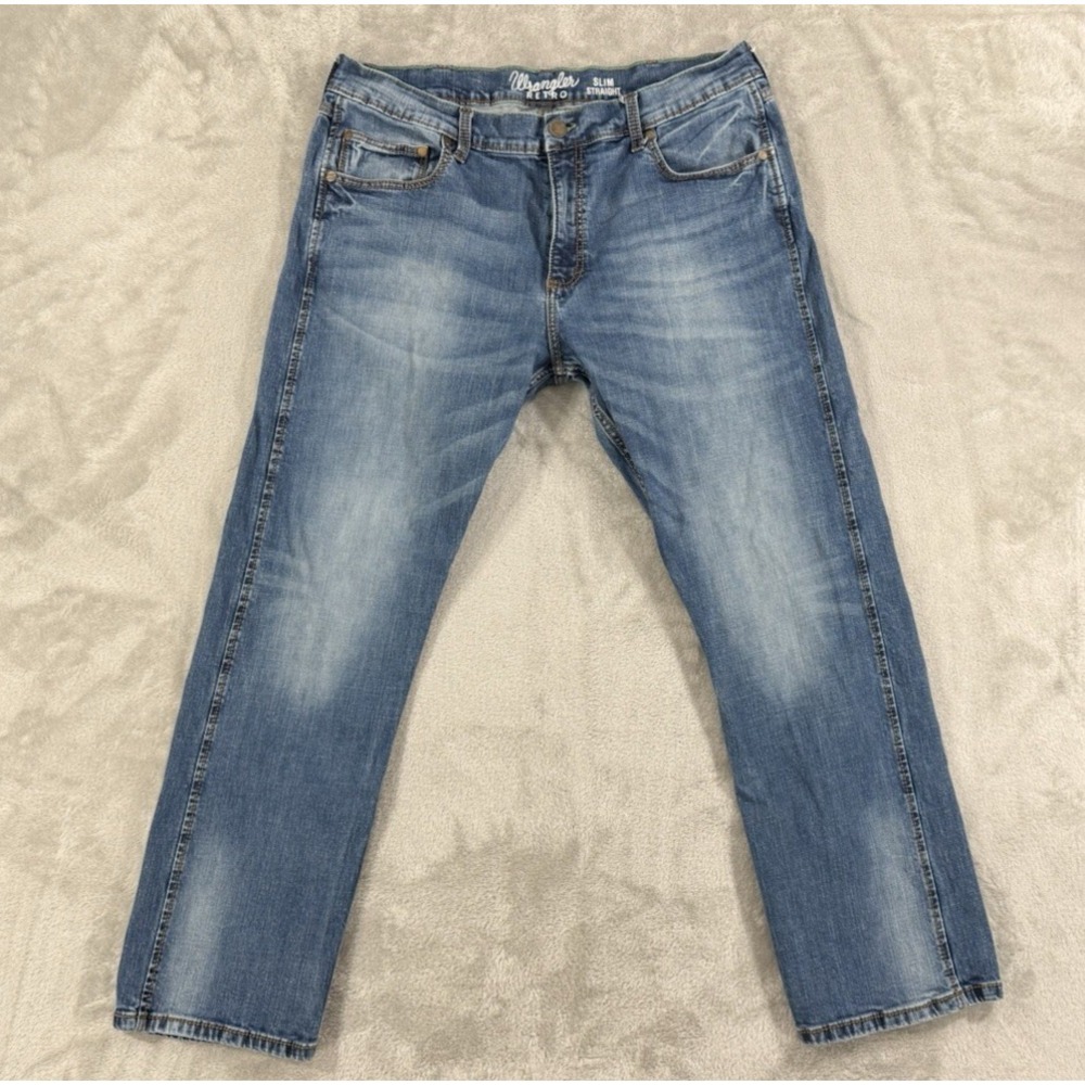 Wrangler Retro Jeans Mens 38x30 Slim Straight Rodeo Western‎ Cowboy Whiskered